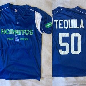 Hornitos Tequila x LA Dodgers Baseball Jersey Blue Short Sleeve Adult Small